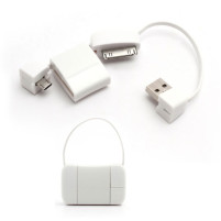 Дата кабел USB тип чанта micro USB/Iphone 4/4s бял